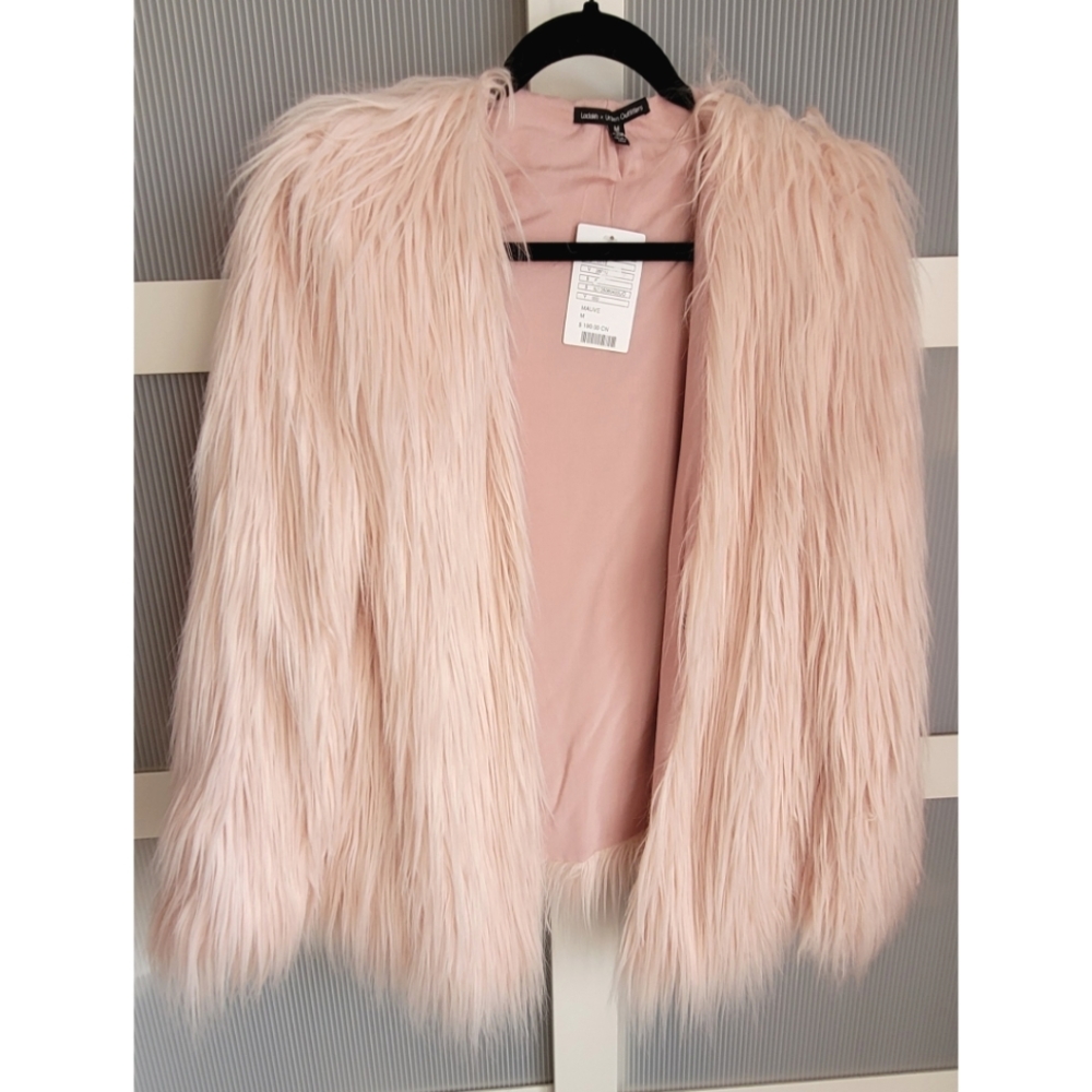 Ladakh blush pink faux fur coat - NWT